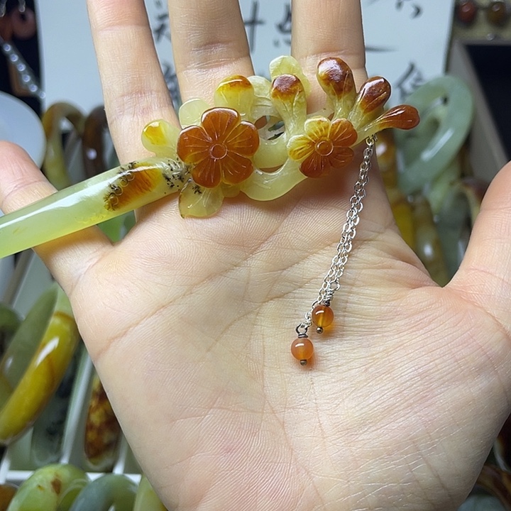 蛇纹石玉未镶嵌发饰