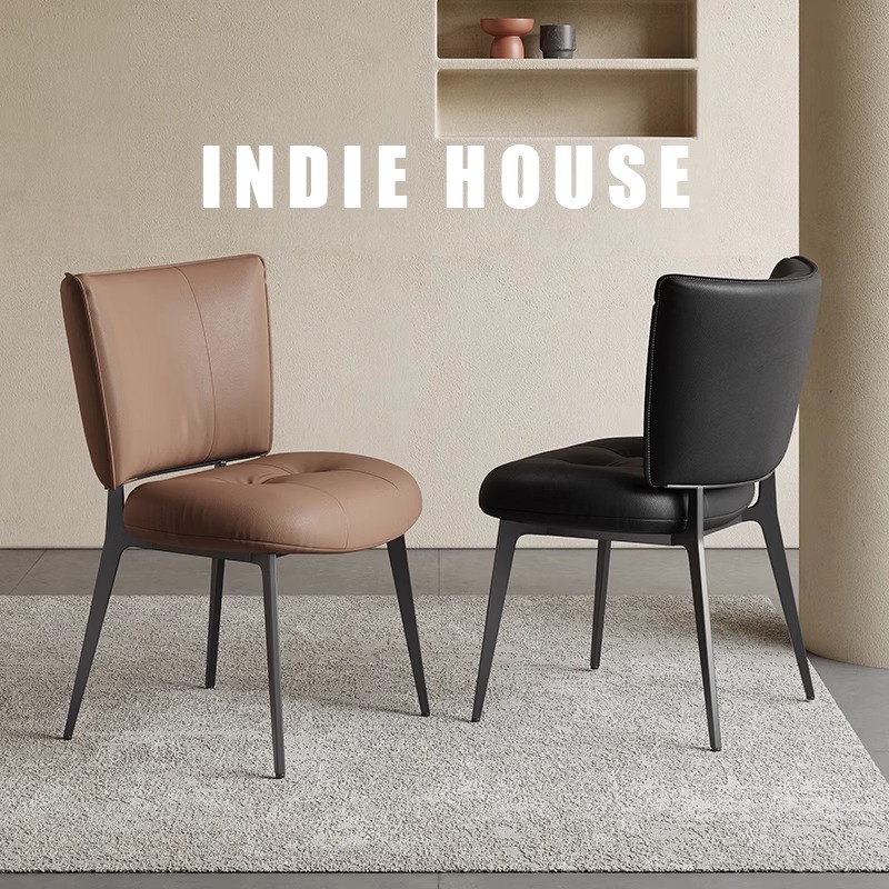 奢石餐桌专用超纤皮餐椅软包咖啡餐厅椅子设计师样板间大靠背椅