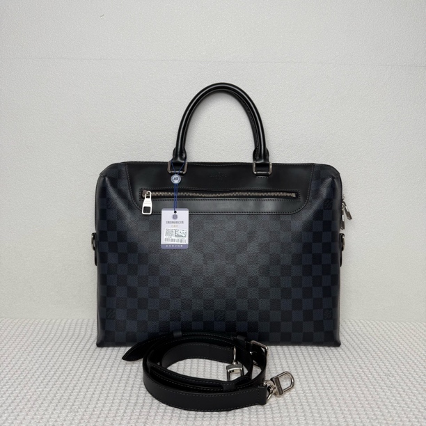 99新 LouisVuitton/路易威登 98新/7029时尚商务蓝棋盘格公文包