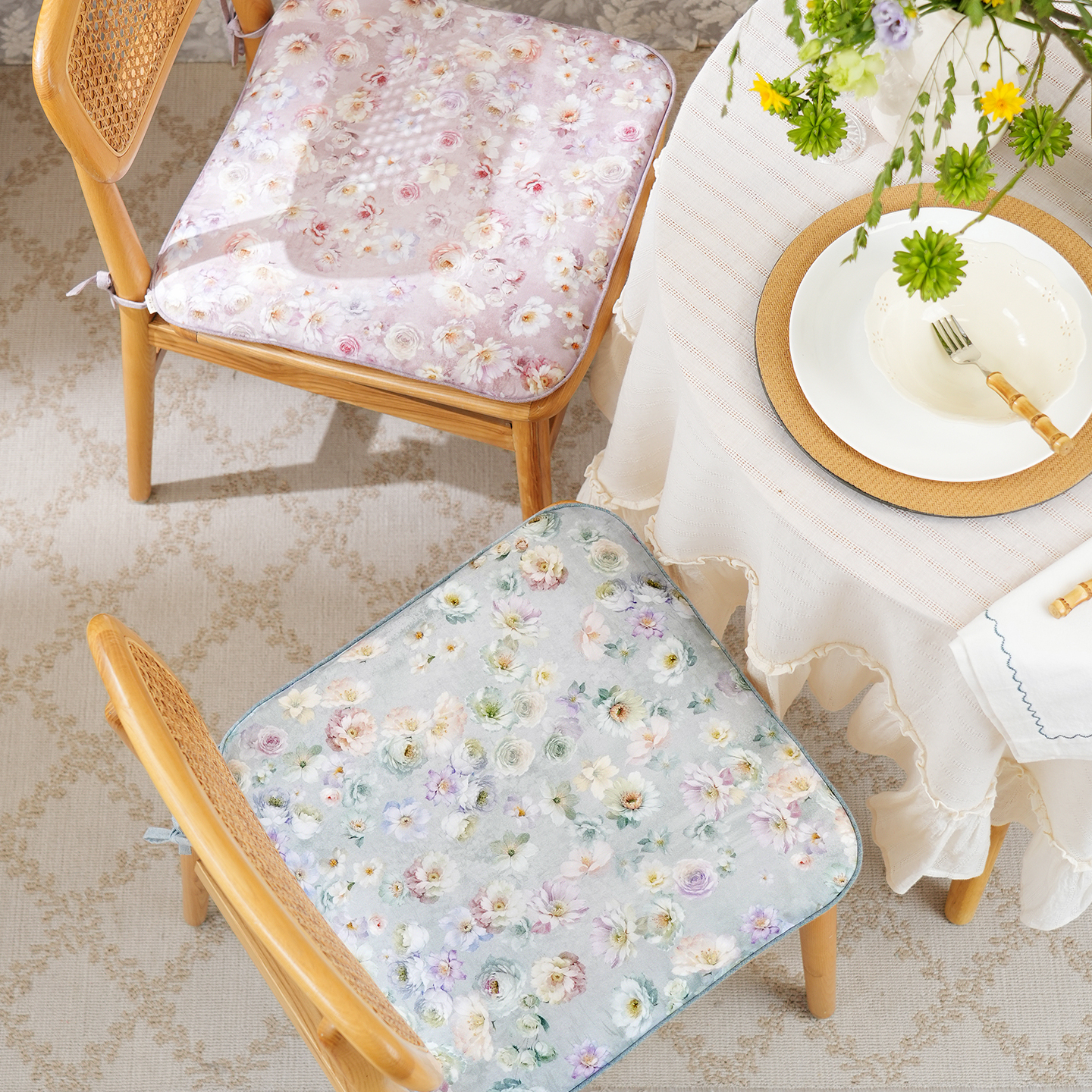 阳春小镇方椅垫椅子坐垫餐椅家用四季圆椅垫新款办公室学生可拆洗