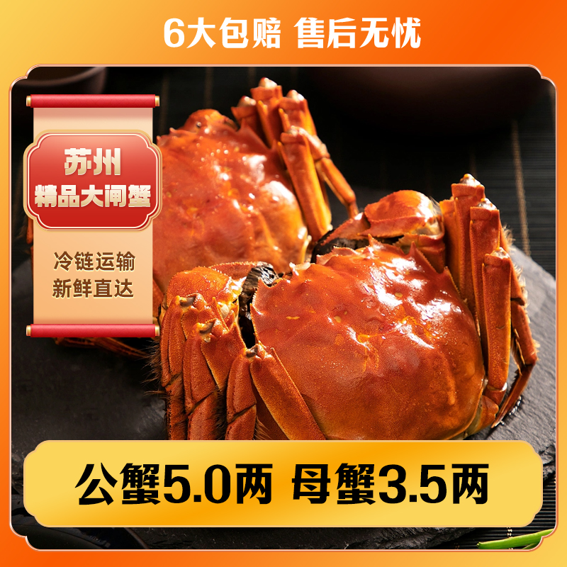 澄方圆【春节不打烊】【活蟹】精品大闸蟹公蟹5两母蟹3.5两4对礼盒装Y