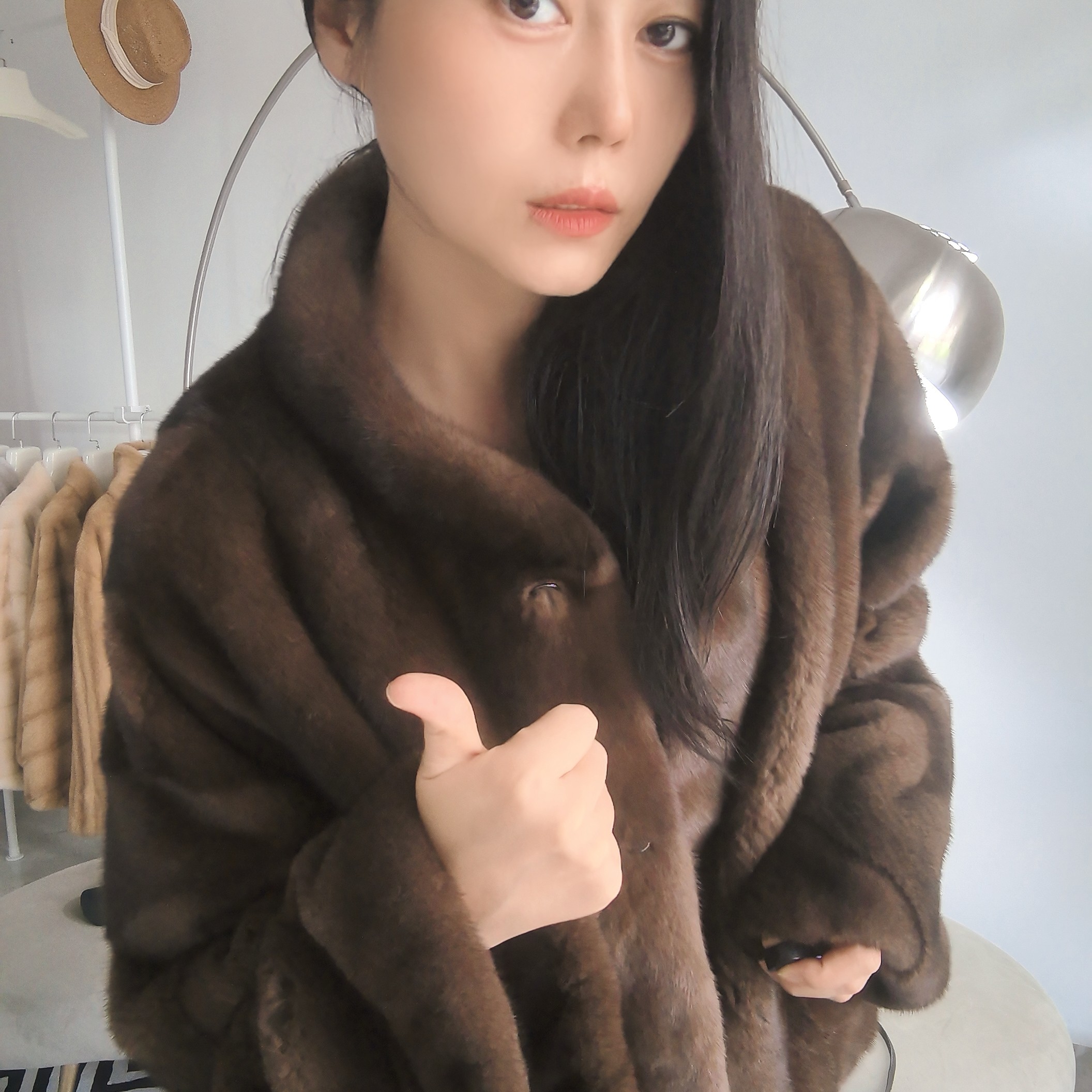 海宁进口水貂皮草直播女款外套整貂立领宽松超显瘦高端洋气气质款
