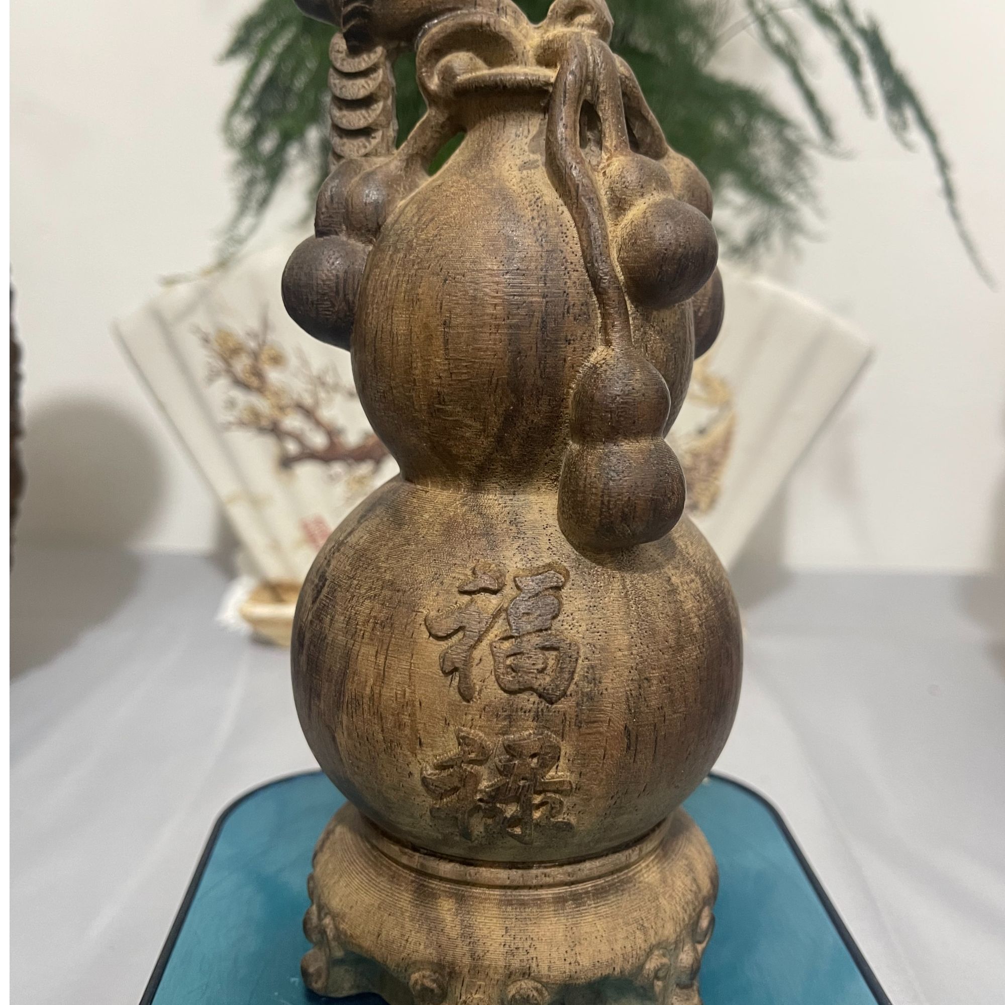 香木雕刻福禄双收葫芦