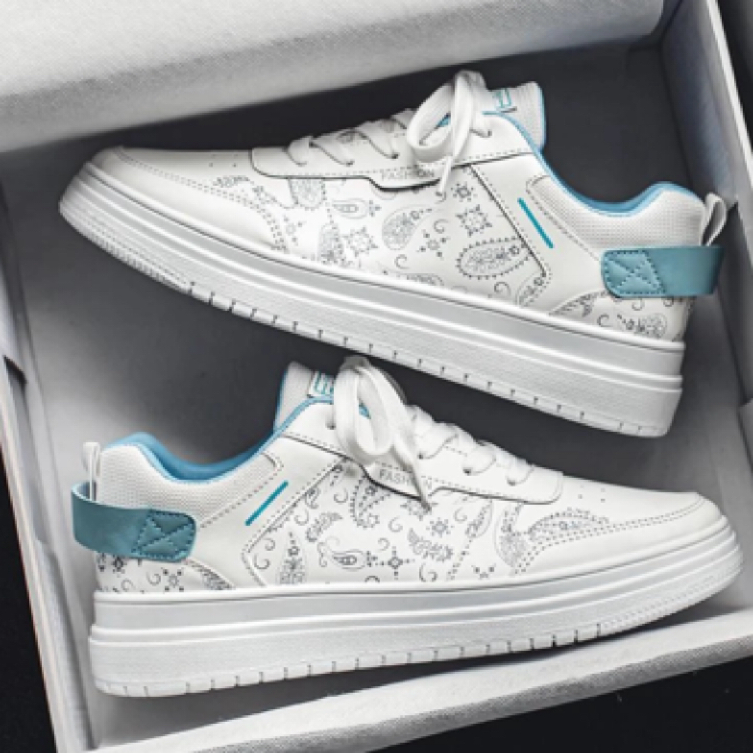 新款板鞋男学生韩版潮流百搭增高皮面休闲运动低帮潮鞋白兰HY0832