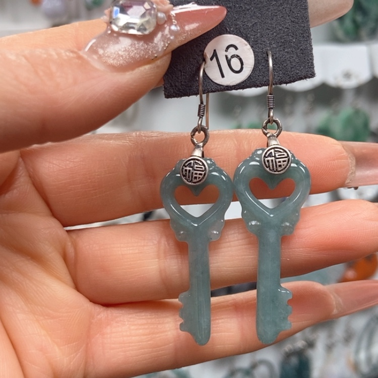 【闪购商品】翡翠耳饰银S925镶嵌耳饰