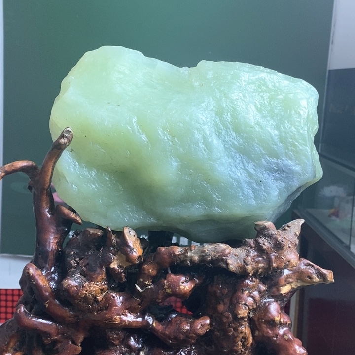 蛇纹石玉珠宝岫玉原石未镶嵌