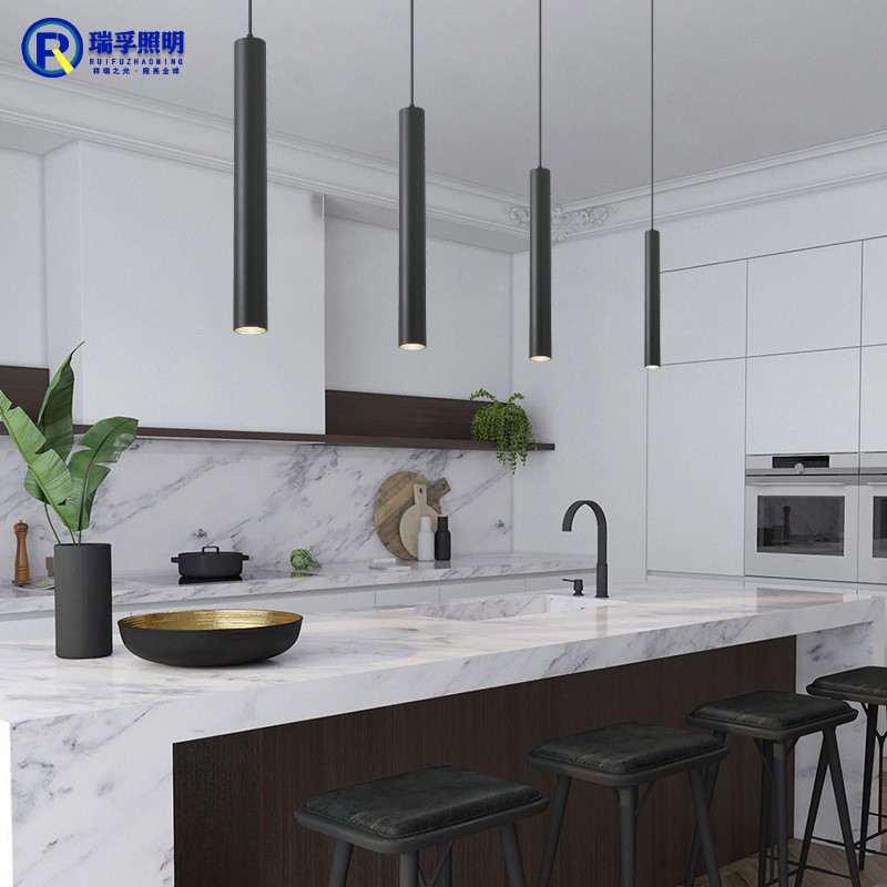 圆管LED吊灯吊线射灯现代简约吧台长筒吊灯圆柱形