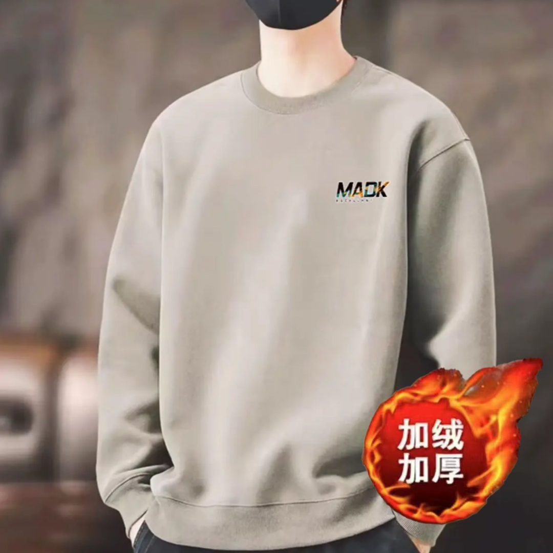 aY[一折粉丝福利]2025冬季加绒加厚新款潮牌圆领宽松卫衣印花加绒