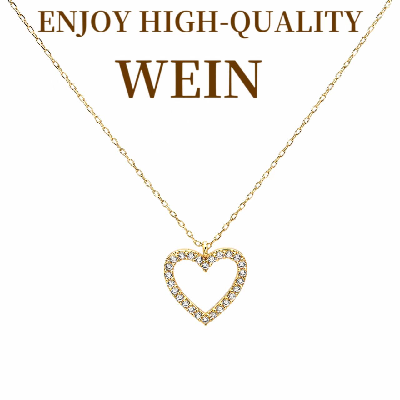 WEIN 铜合金项链 金色镂空爱心镶钻精致气质轻奢时尚百搭简约经典