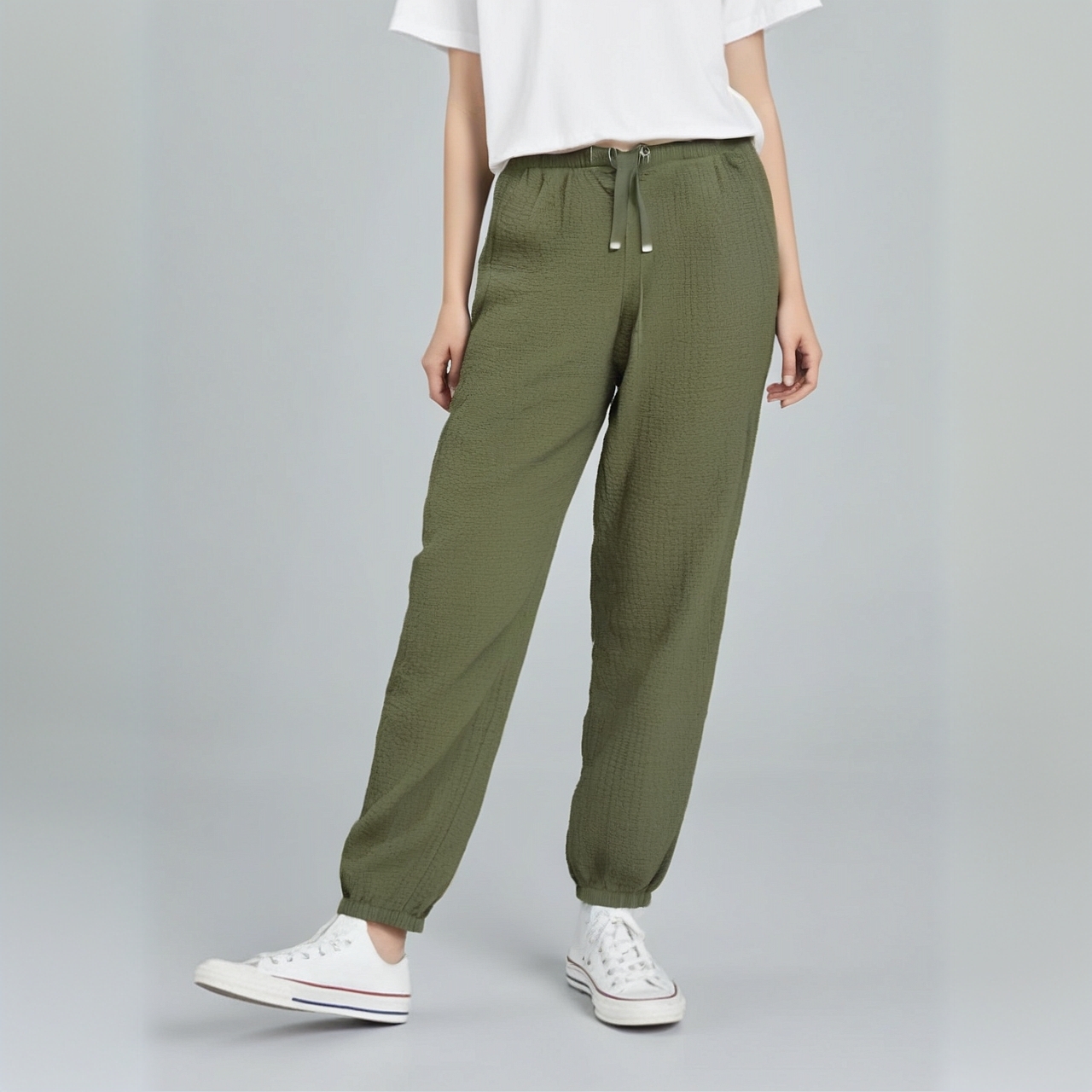 CITY（CA）25夏款提花束脚宽松透气灯笼裤