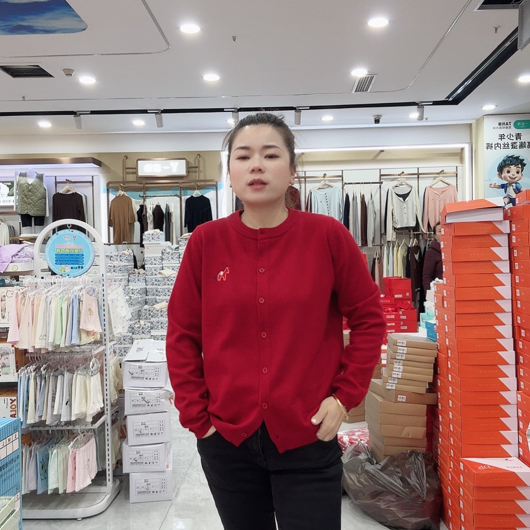 小马红色开衫毛衣新款