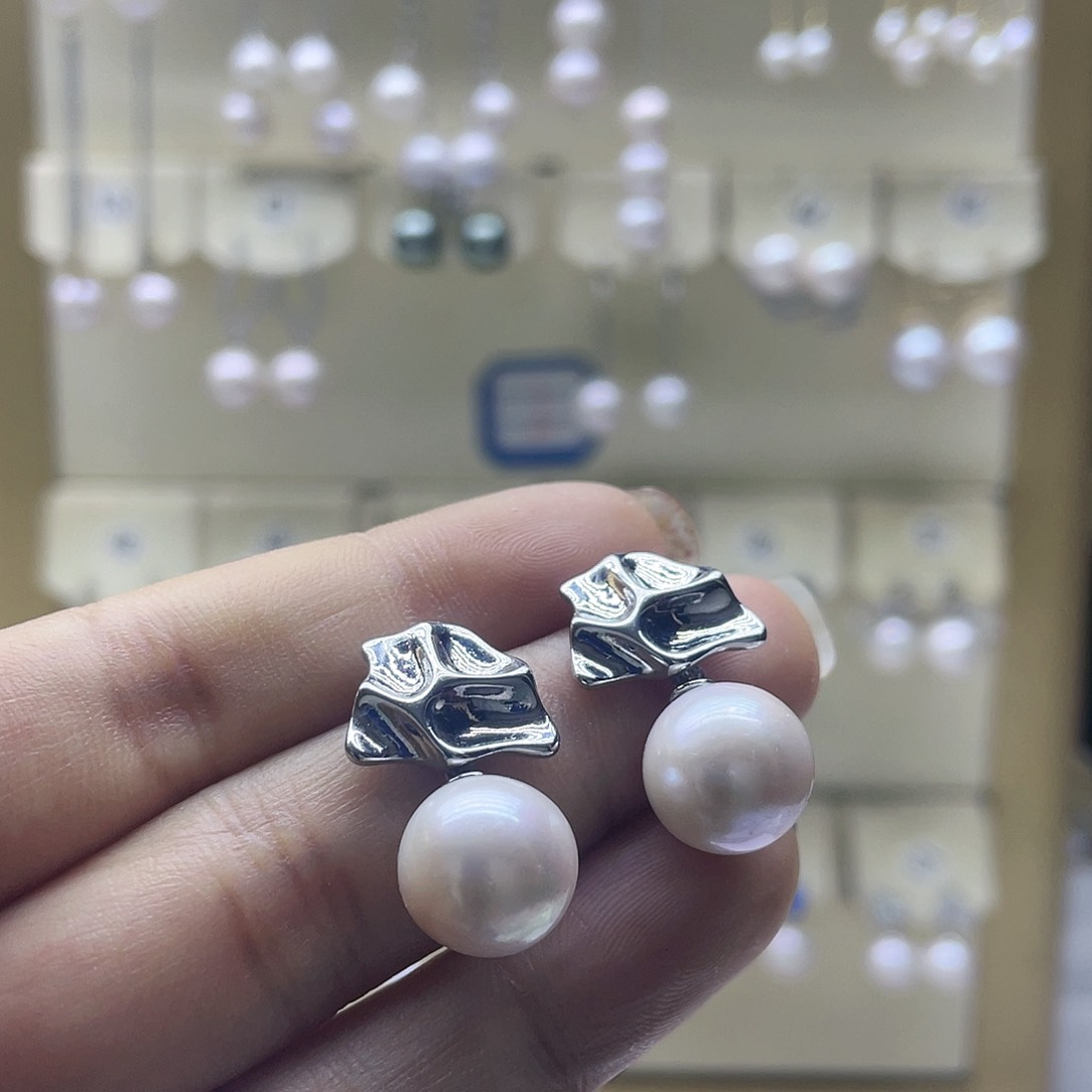 淡水珍珠耳饰银S925镶嵌