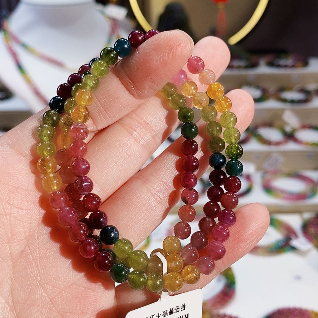 碧玺手链未镶嵌G2603三圈颜色微差