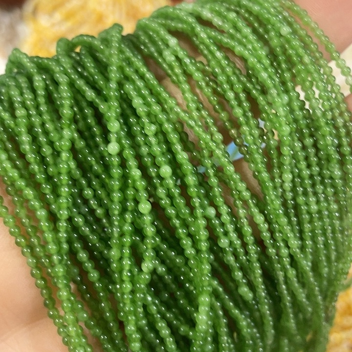 玛瑙/玉髓合金珠宝半成品2条2mm碧玉圆珠