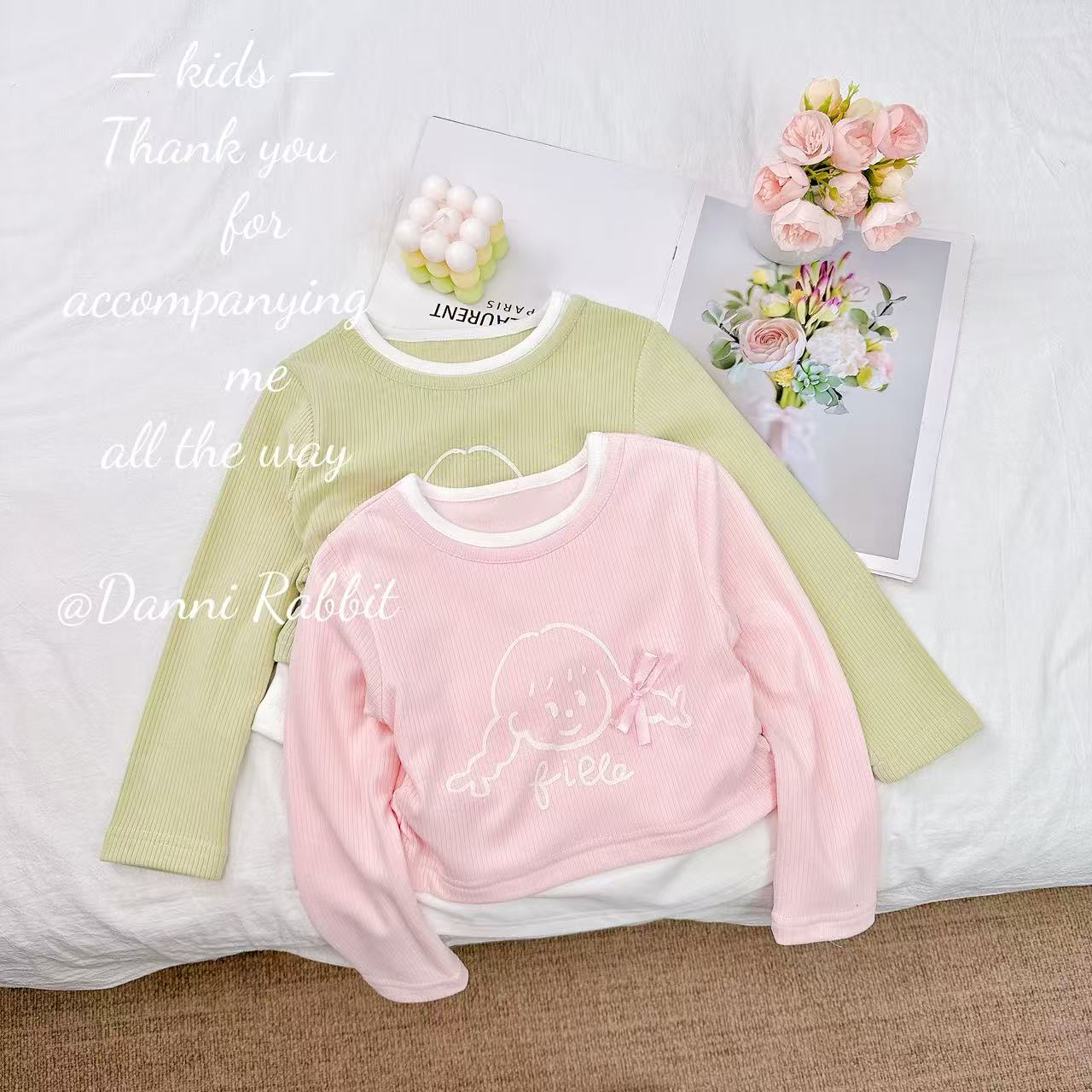 【Dannirabbit】*麻花辫女孩+可爱纯真*女童假两件打底衫 D-H570