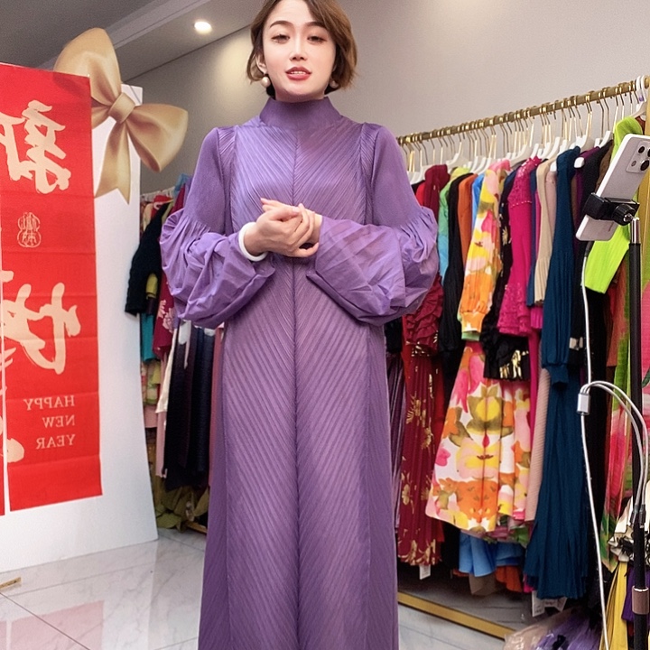 褶皱连衣裙女装连衣裙