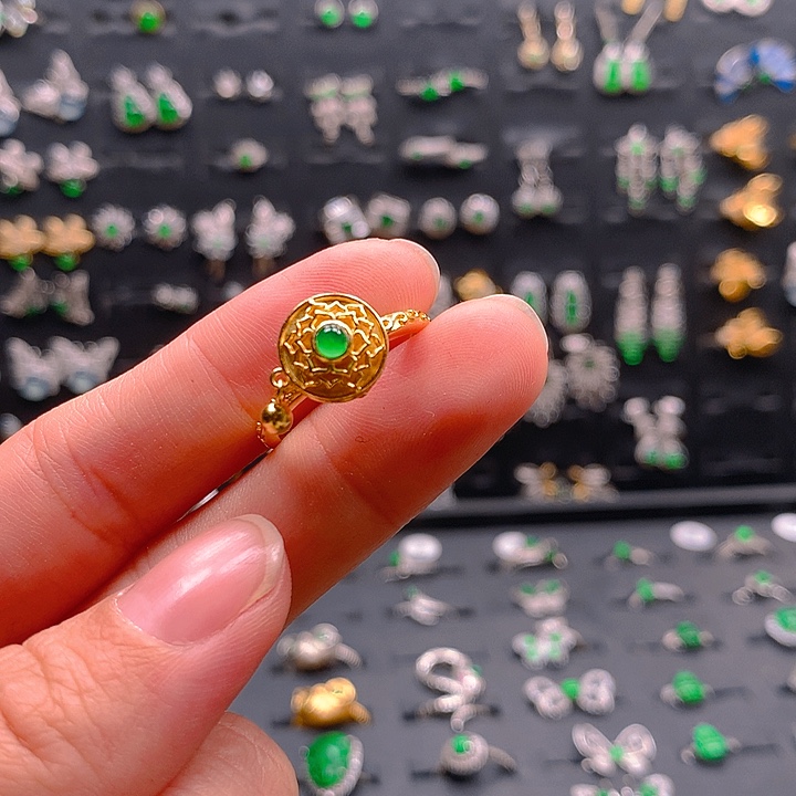 翡翠戒指银S925镶嵌戒指