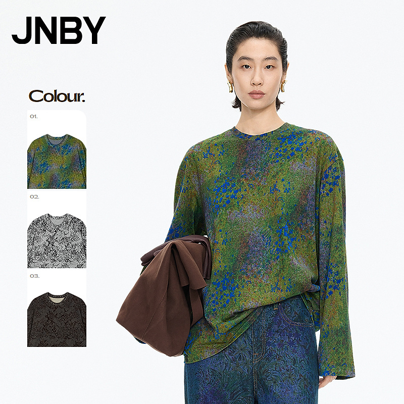 【商场同款】JNBY/江南布衣25秋新品T恤宽松圆领长袖5P9112420