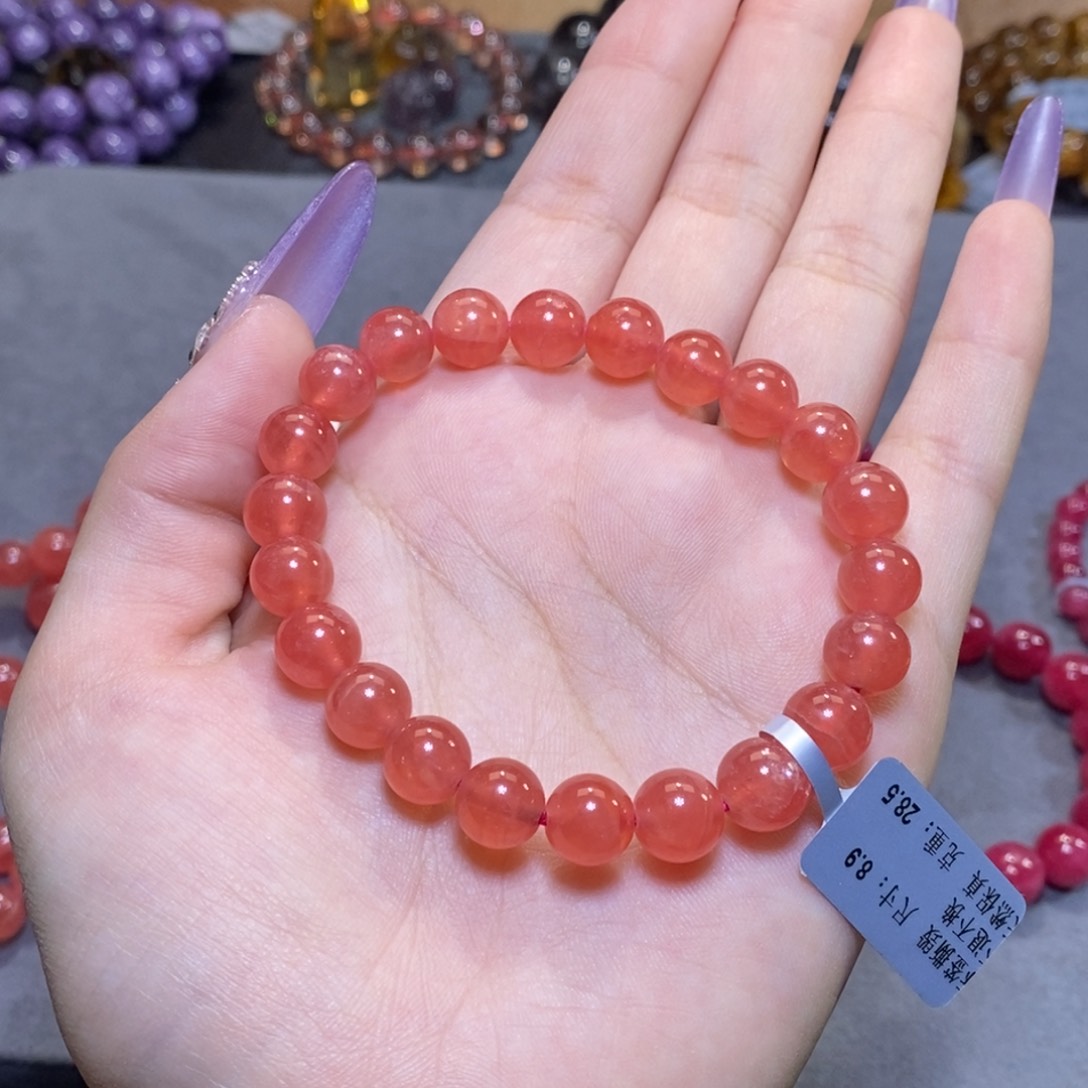 菱锰矿（红纹石）手串未镶嵌手串