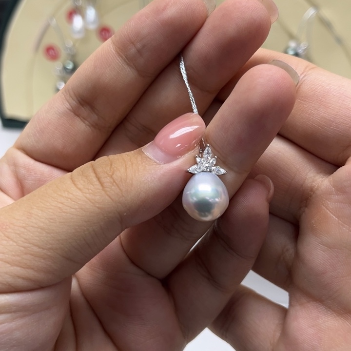 海水珍珠颈饰银S925镶嵌澳白11-12mm