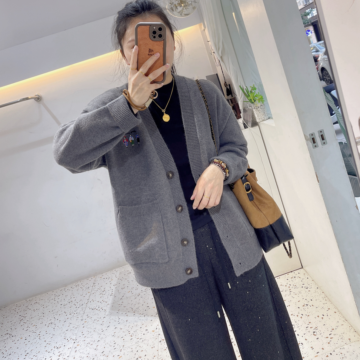 韩系宽松显瘦加厚针织开衫时尚百搭033