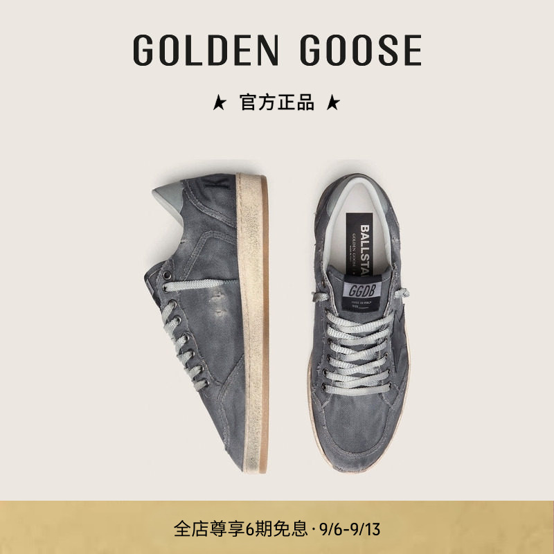 Golden Goose男女Ball Star做旧蓝灰帆布休闲鞋GGDB商品图