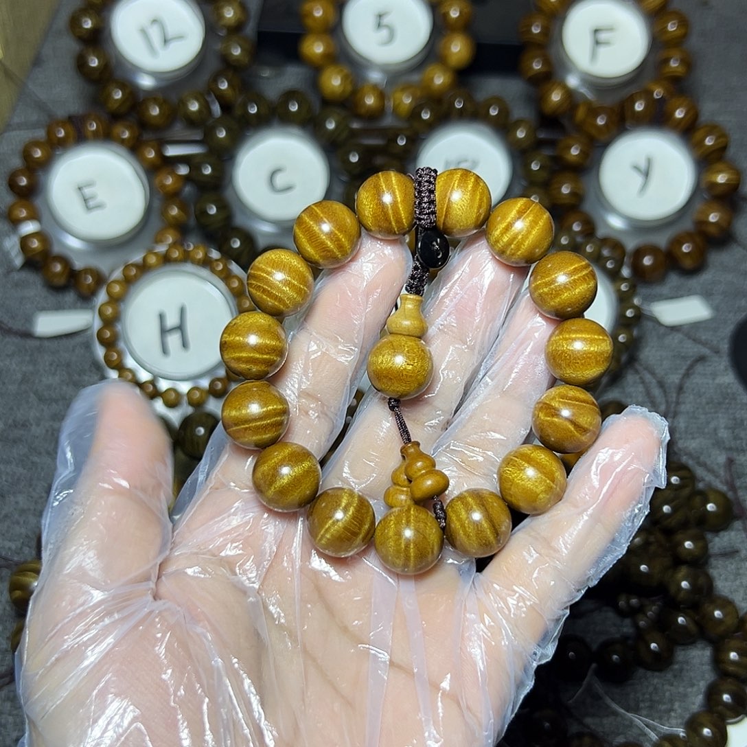 玉***兔手串/手链金丝楠枯木1.5水波