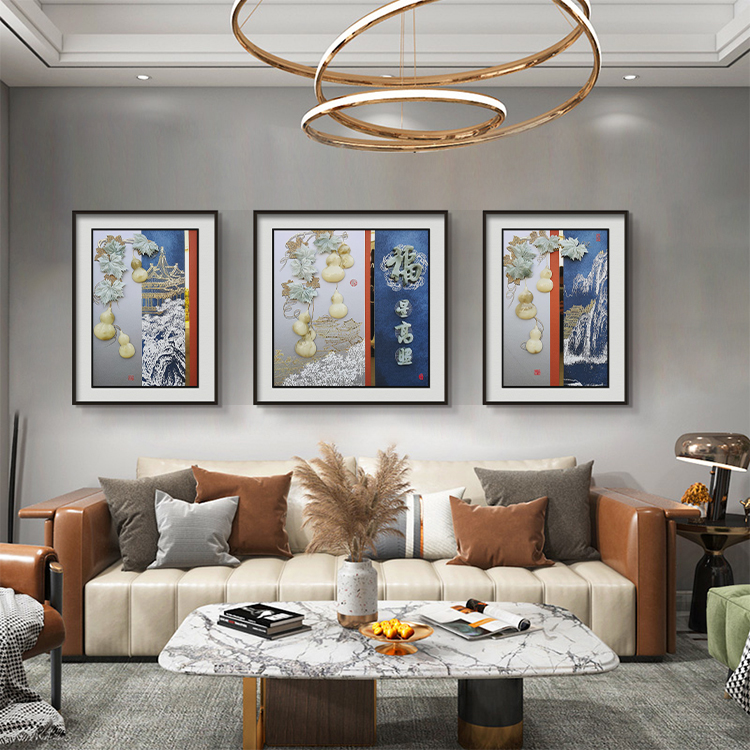 九头鸟手工玉雕画《福星高照》220×80