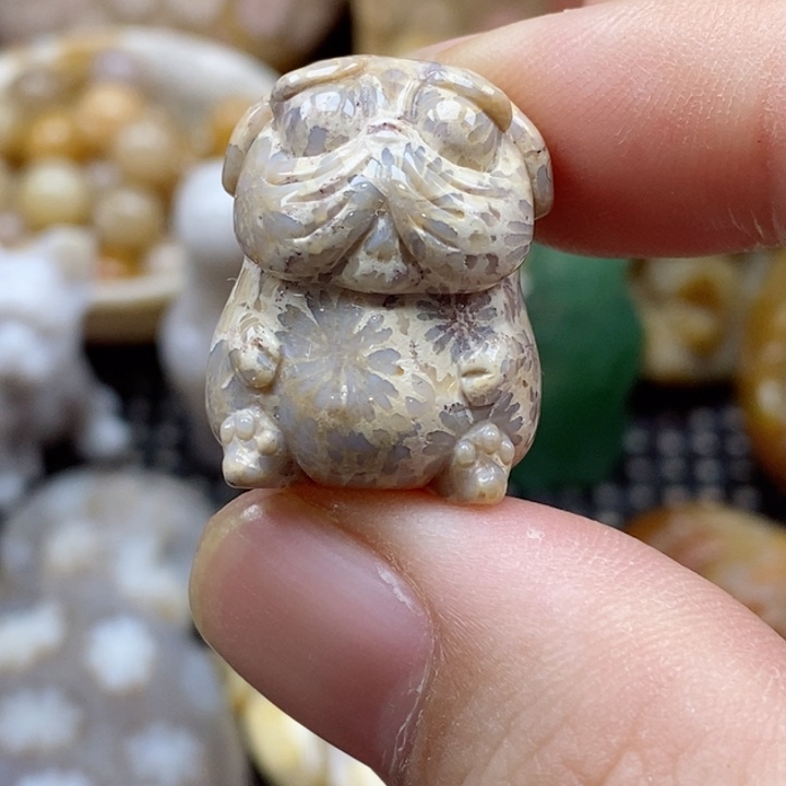 硅化珊瑚（珊瑚玉）颈饰未镶嵌小吊坠有瑕