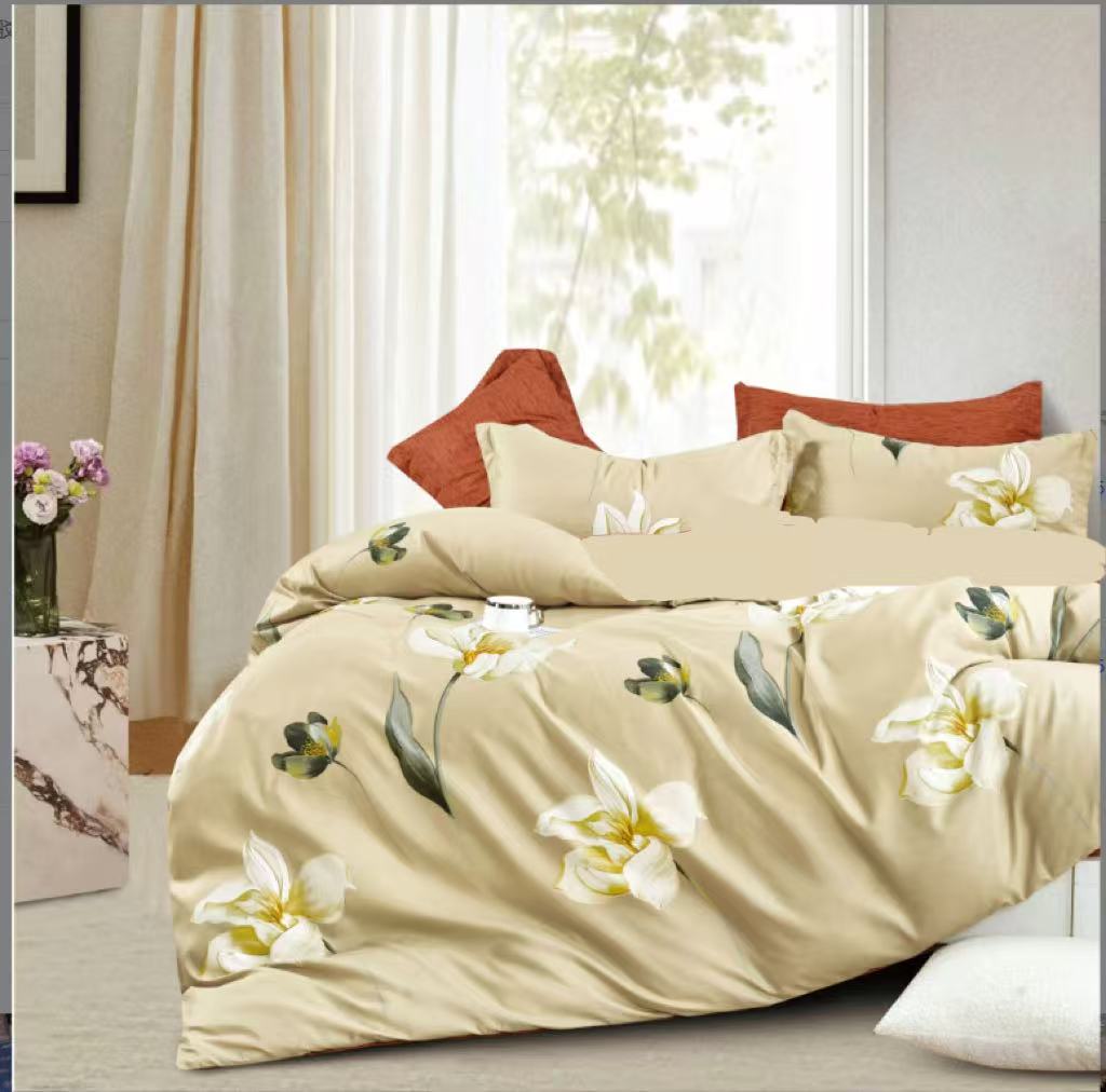 【花仙子三件套】高支高密水洗斜纹棉三件套