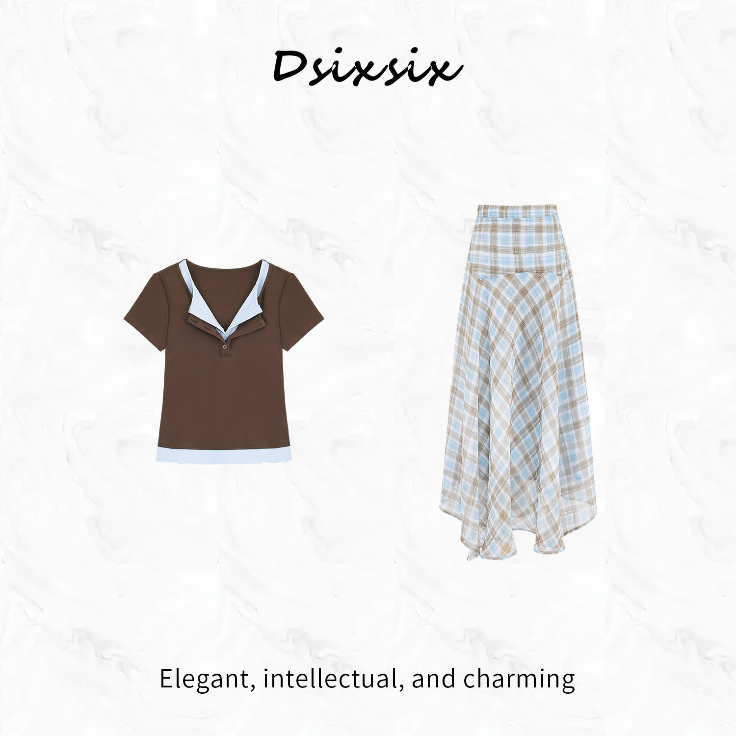 也觅【榛果拿铁】夏季新款时尚高级感百搭修身半身裙套装女