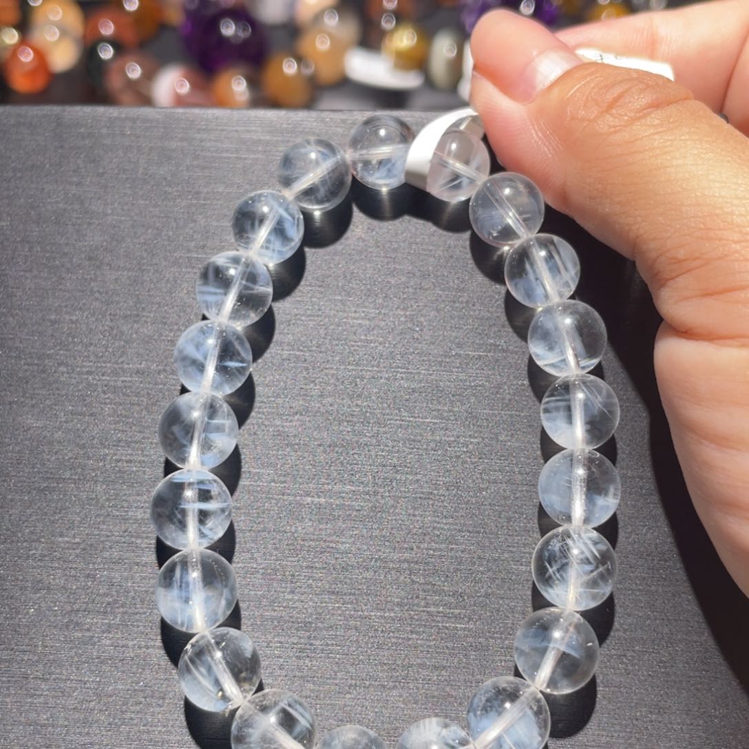 水晶手链未镶嵌蓝针9mm左右