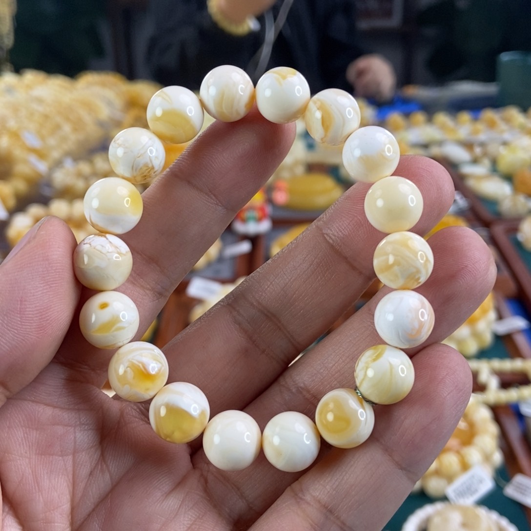 琥珀珠宝奇石未镶嵌11金瓷溶洞手串14