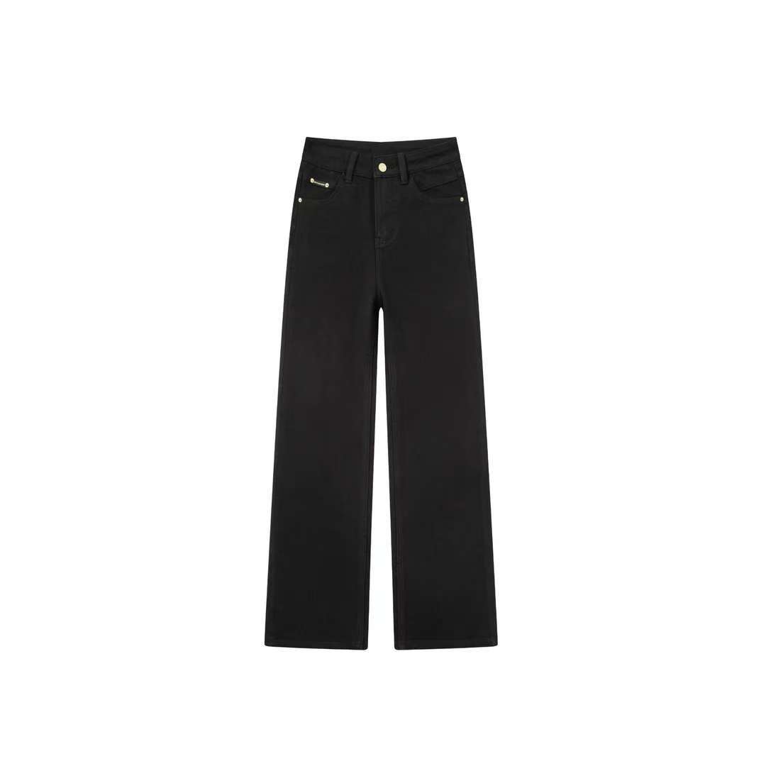 阿宏【JEANS】2025年秋季典藏款 -流光黑-定制不掉色直筒牛仔裤女
