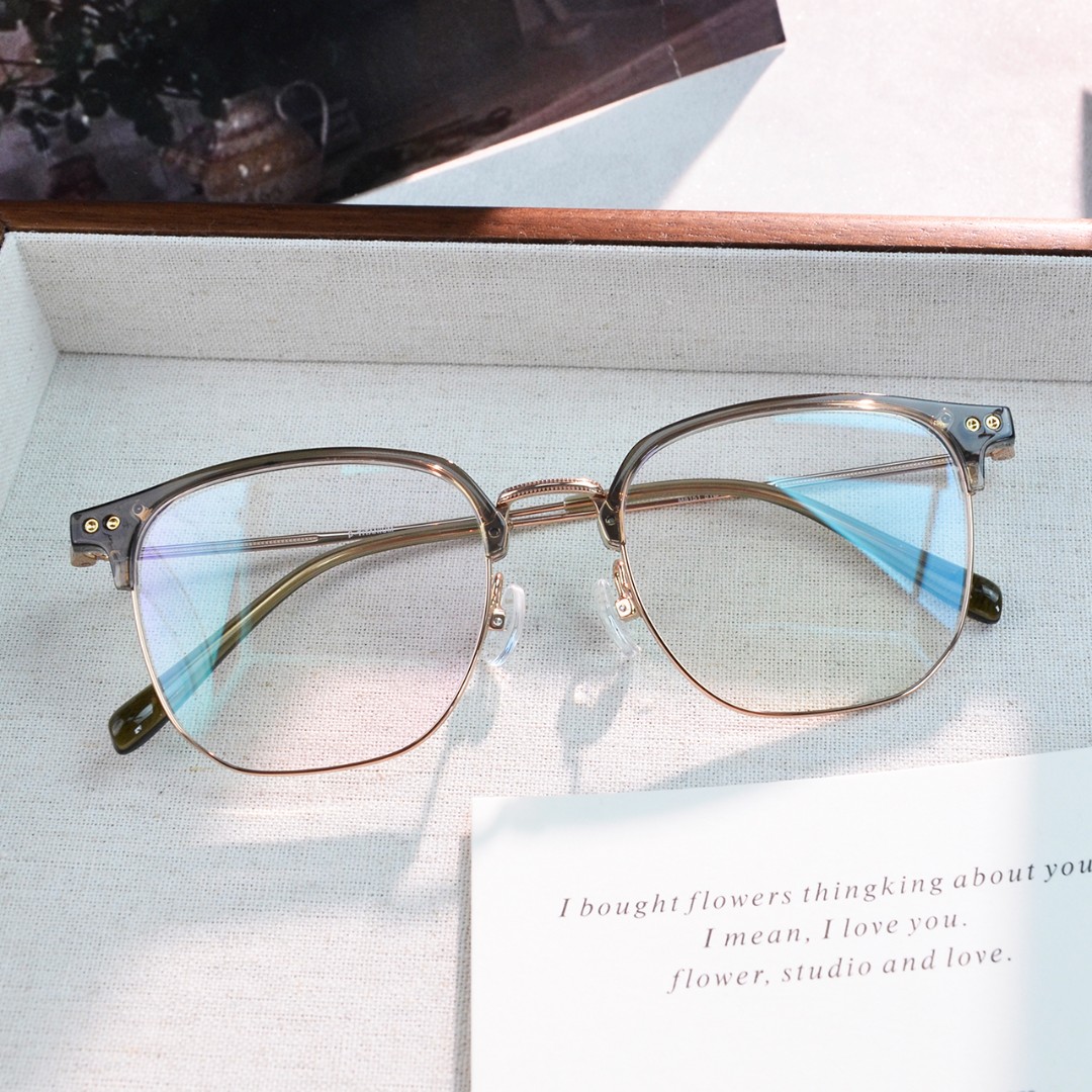 27号【清冷文学女主】超轻眼镜钛中框半框素颜光学镜时尚网红韩版