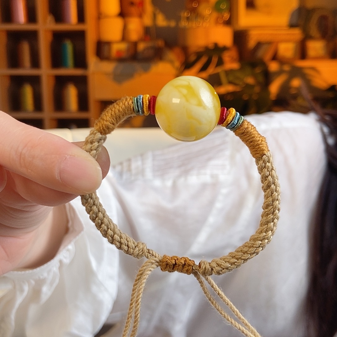 手链蜜蜡未镶嵌天然蜜蜡白花蜜圆珠手绳