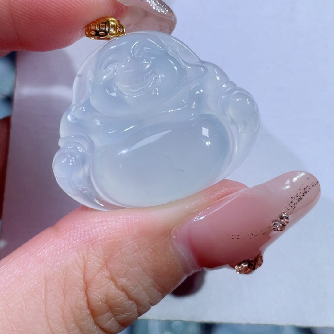 翡翠颈饰18K金镶嵌佛公