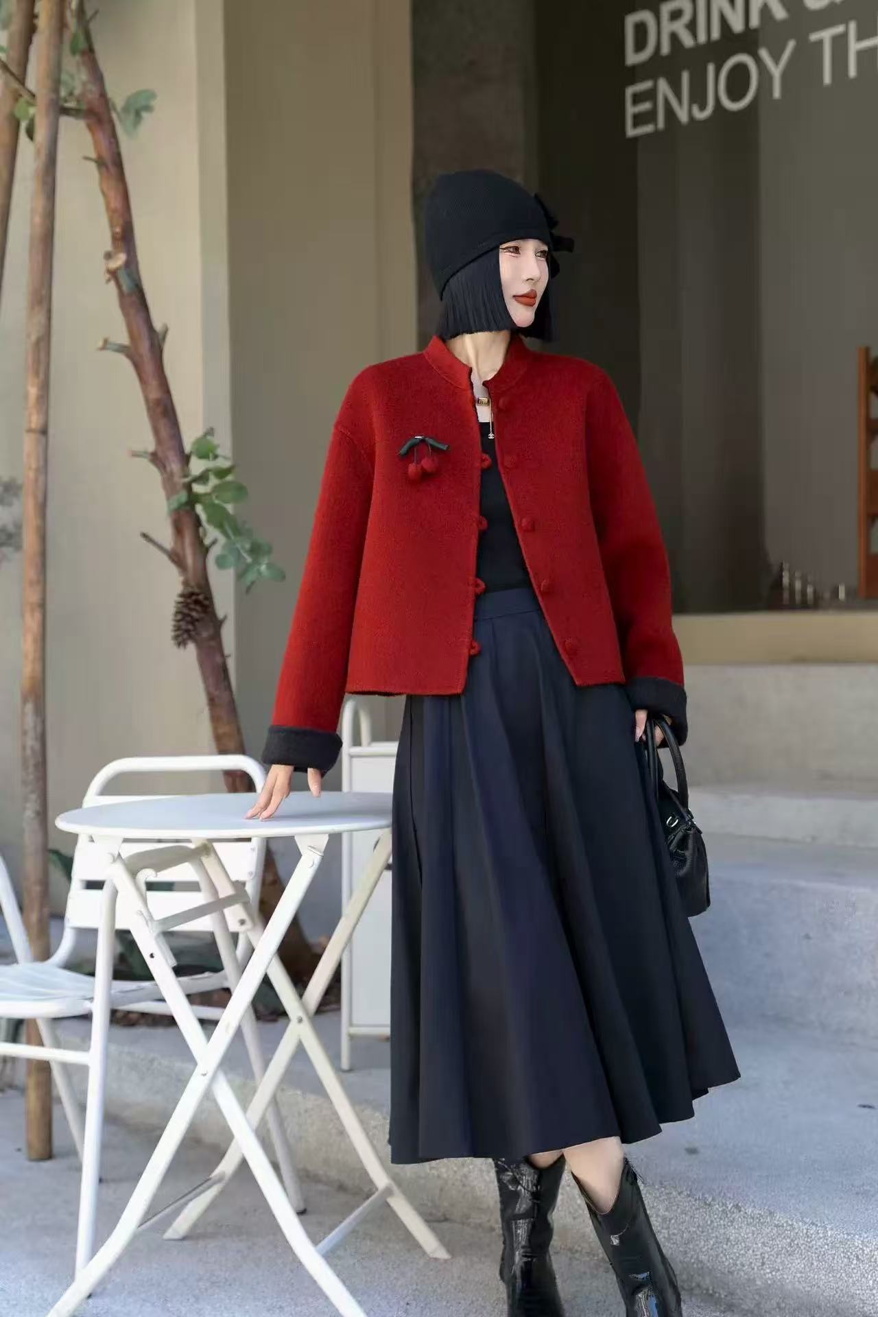 2553#小樱桃双面羊绒羊毛绵羊毛大衣