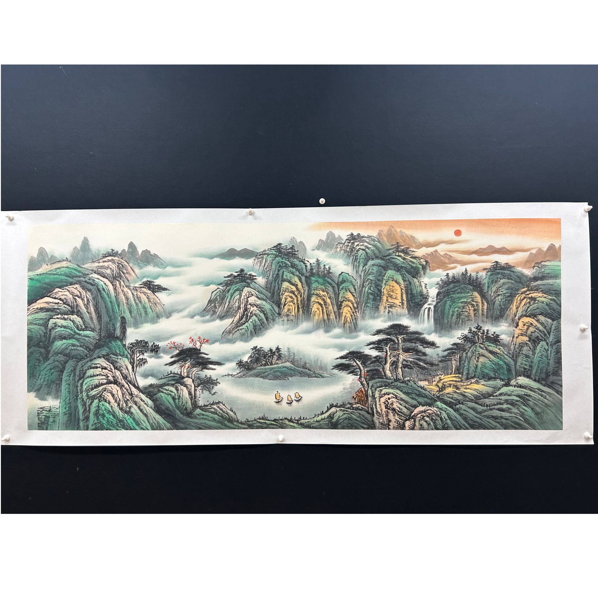 【旭日东升II】张静老师书画作品-横版 画芯：180*68