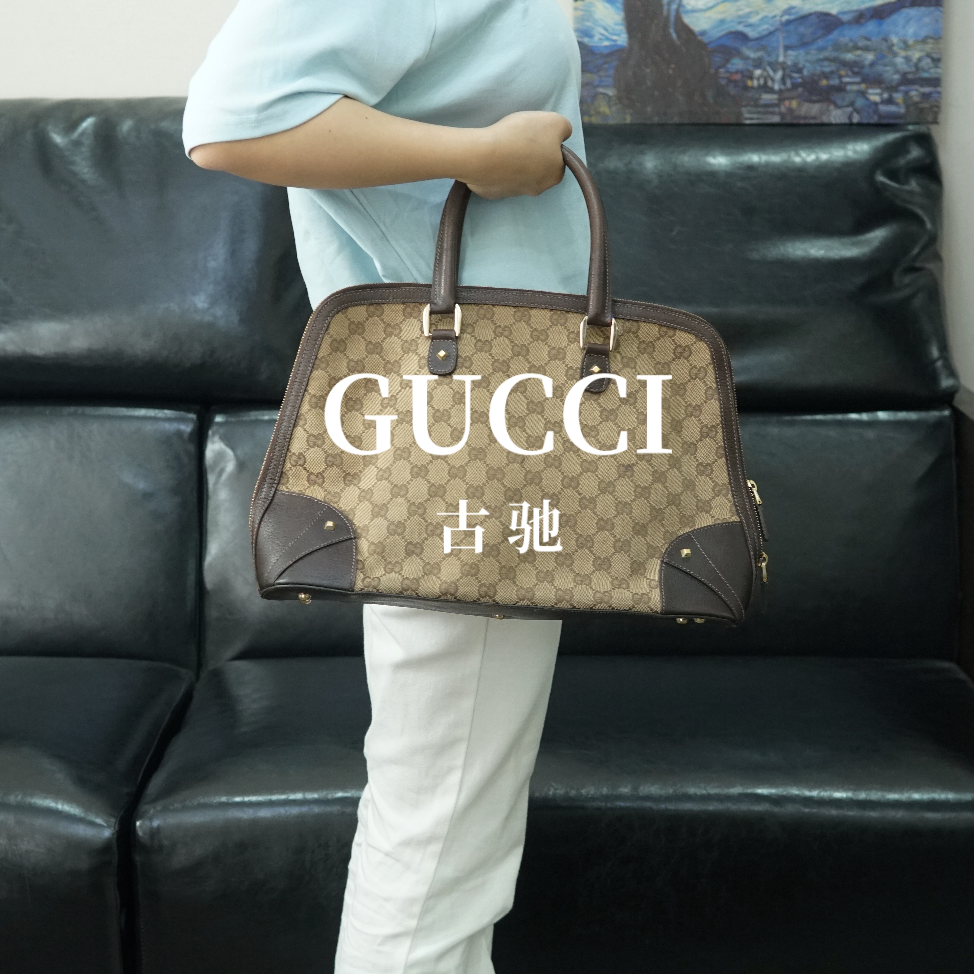 95新 GUCCI/古驰 老花贝壳手提包/WJ05519063/9063