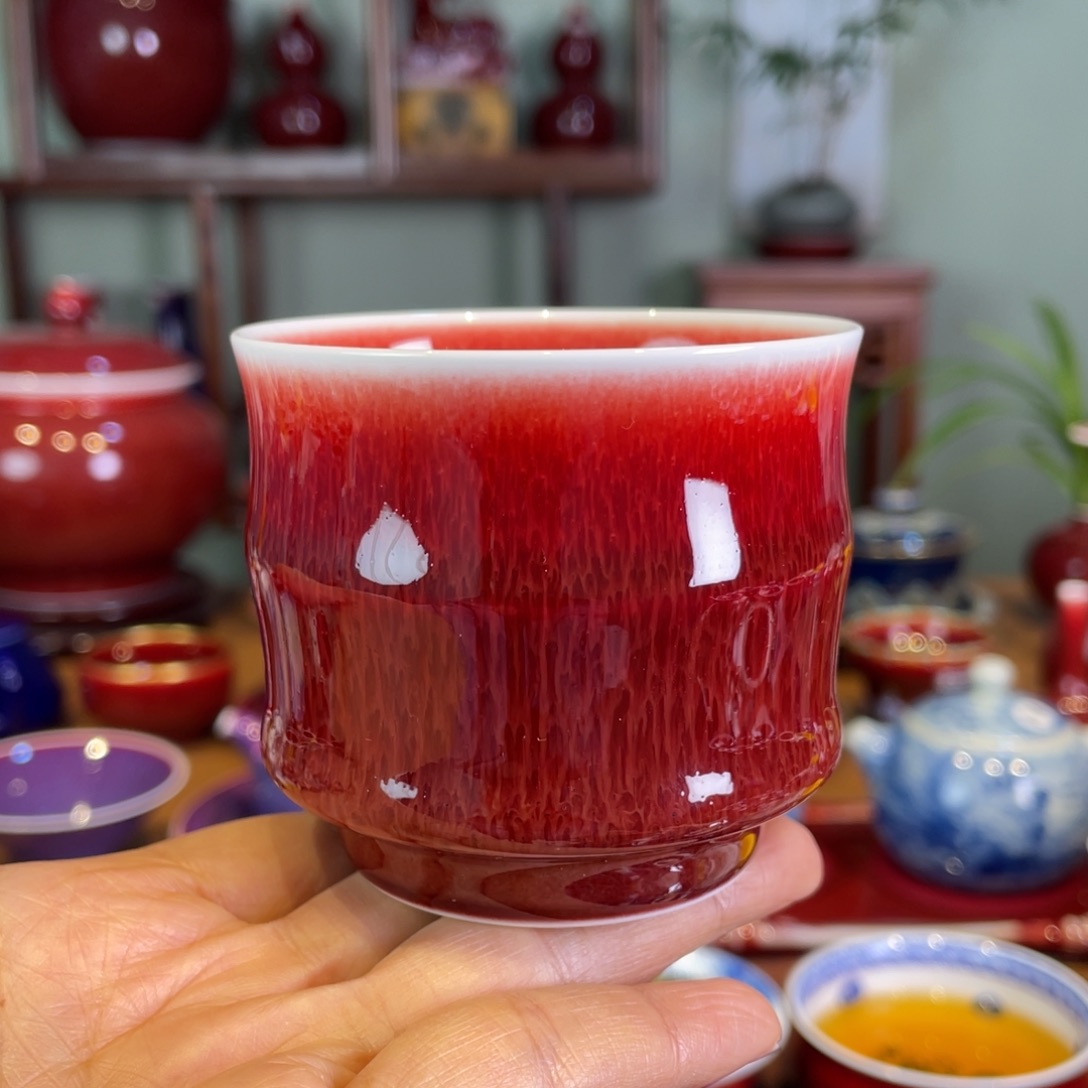 清欢雅玩原矿郎红竹节杯