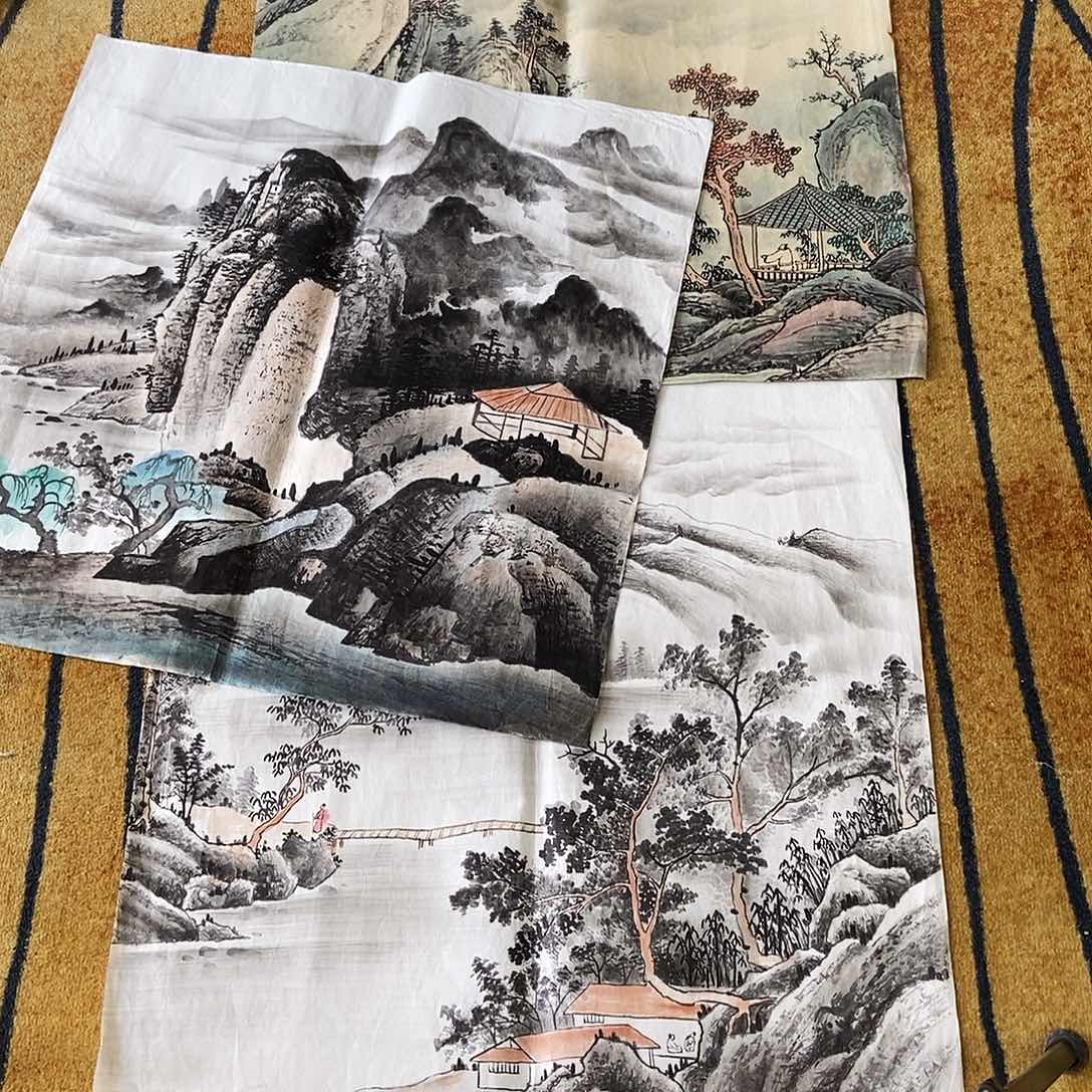 版画落**涯周双武手绘山水68.68