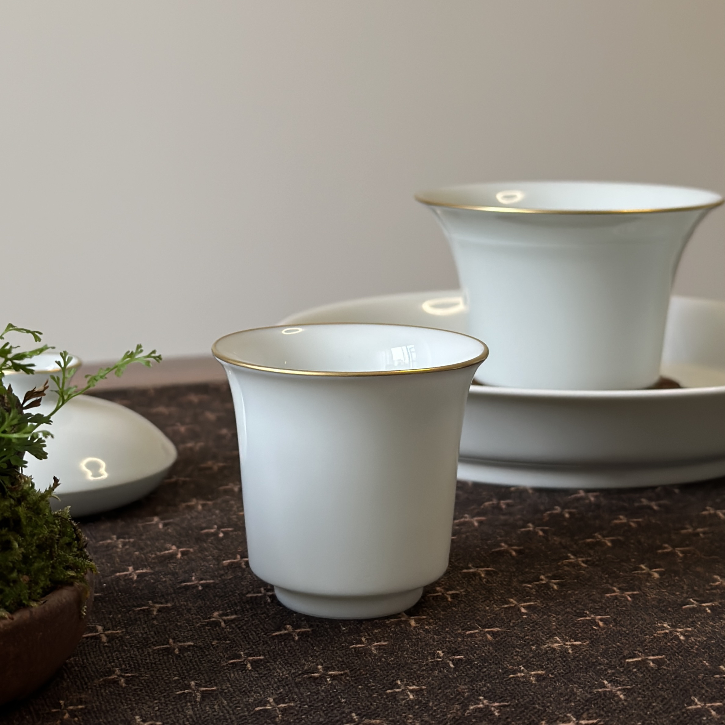 【寅玉造物】景德镇盖碗描金手工单杯闻香杯主人杯65cc