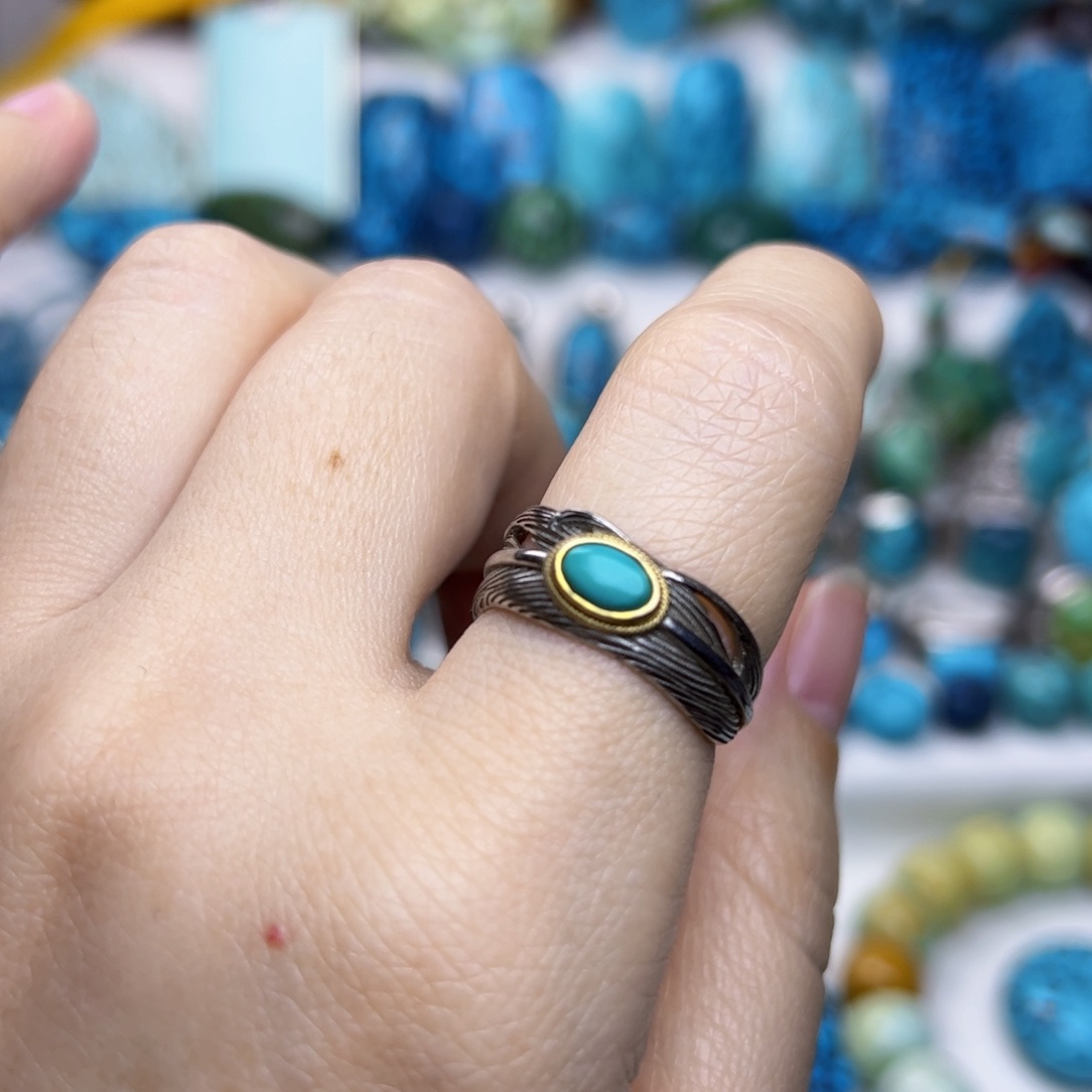 绿松石珠宝奇石银S925镶嵌