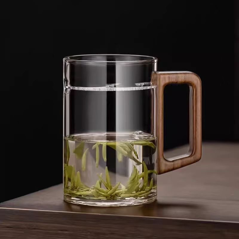 玻璃杯大容量茶水分离泡茶家用个人男过滤喝水杯月牙办公室绿茶杯