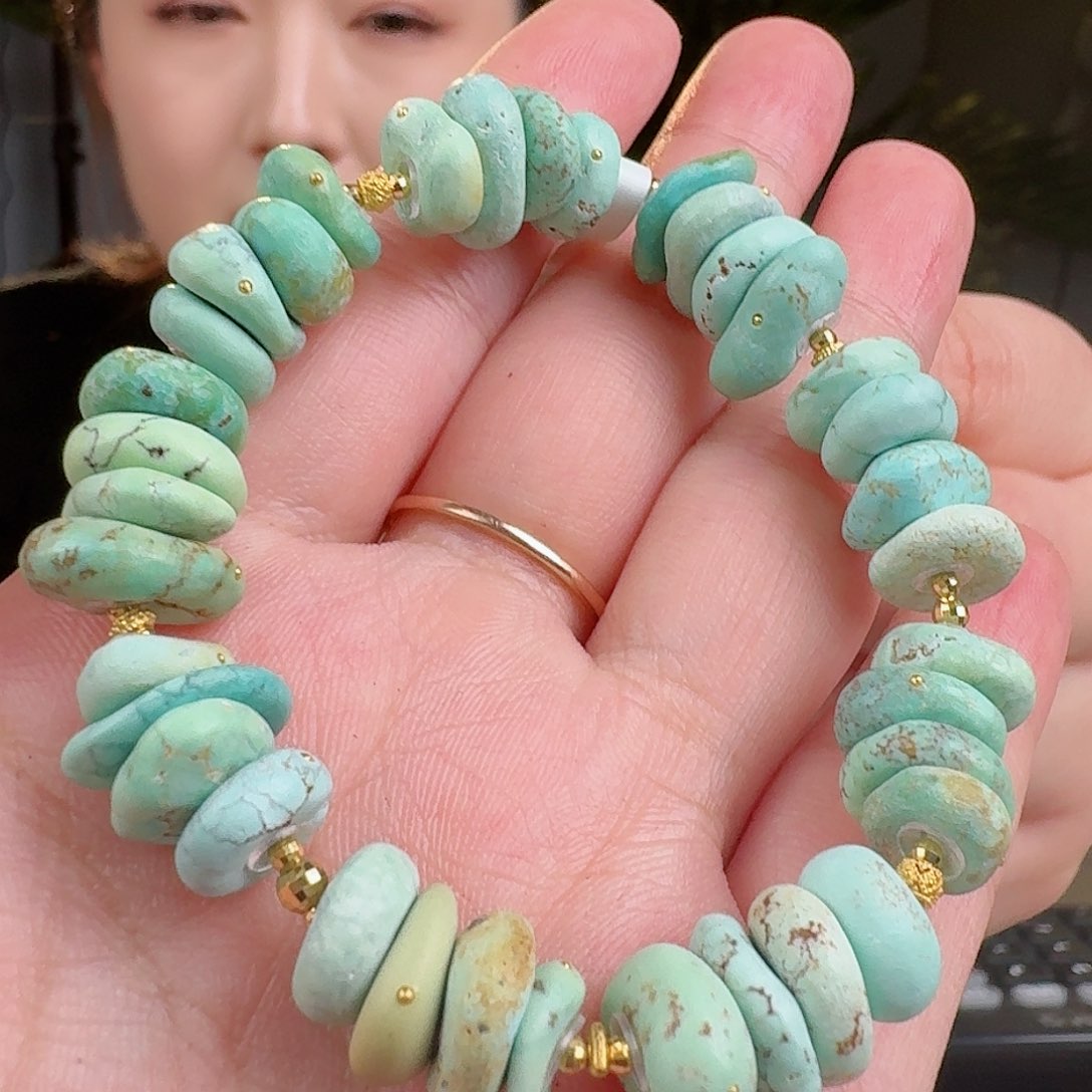 绿松石珠宝奇石18K金镶嵌