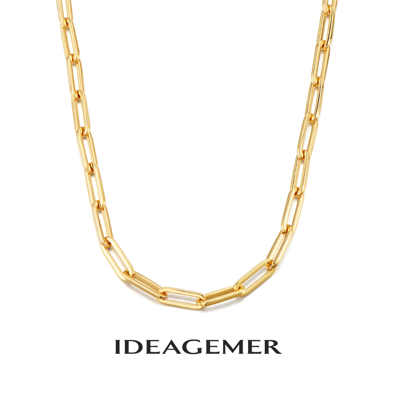 ideagemer 链子925银 贝克汉姆项链镀金男士潮时尚高级感素链