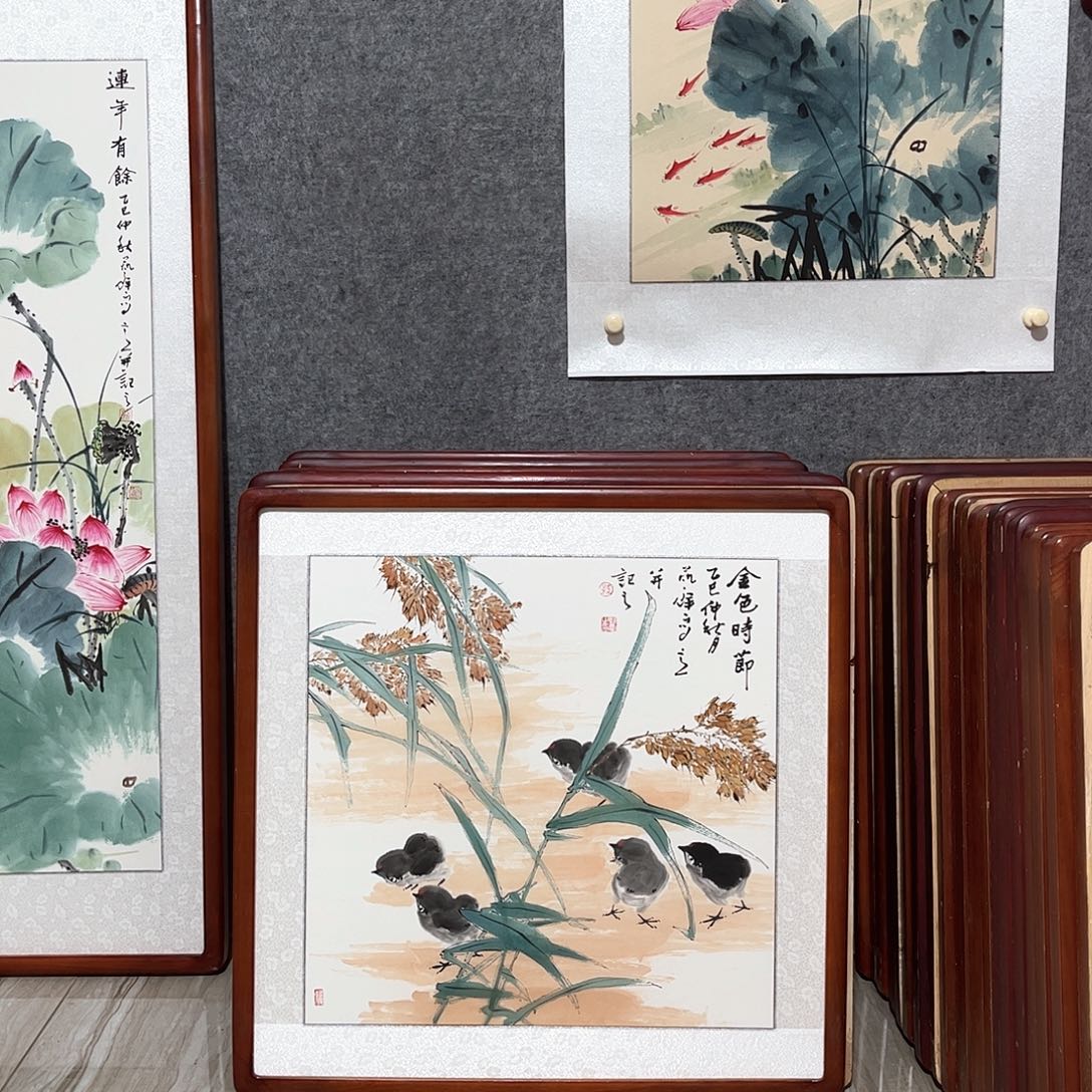 国画书画作品带框63×63