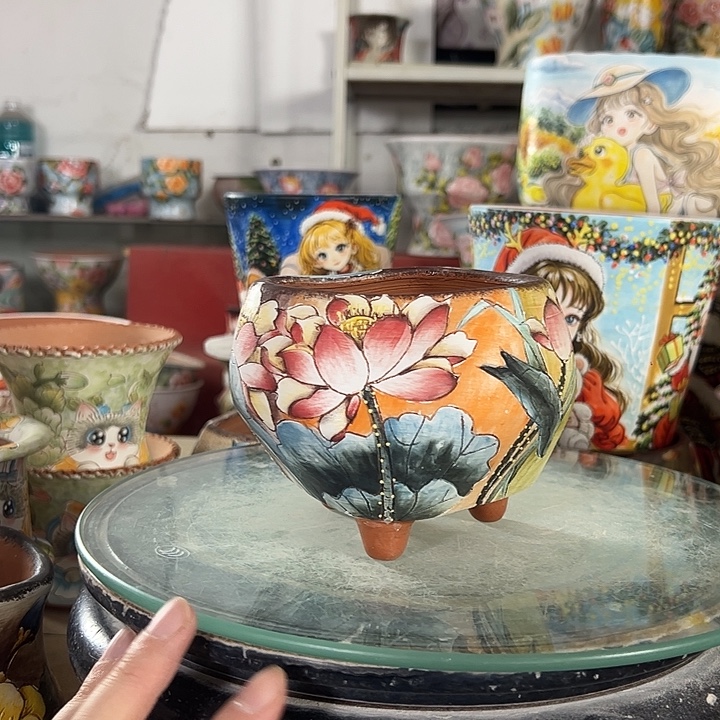 满38包邮 景德镇幸运花盆