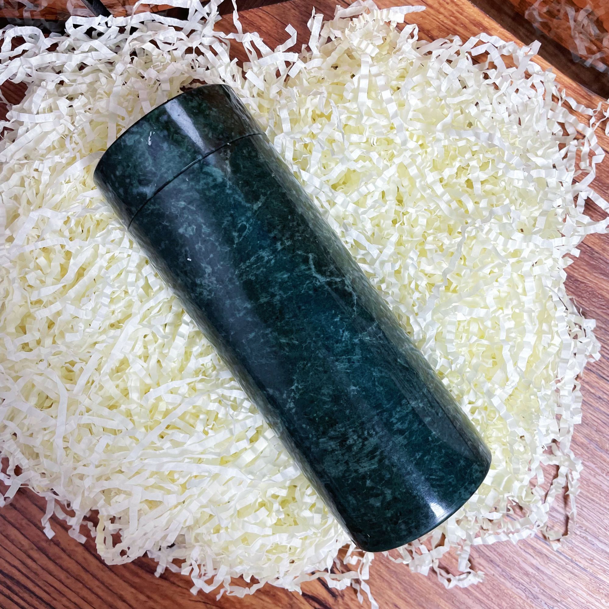 天然蛇纹石玉药王石保温杯一个精致礼品送长辈送男士礼物